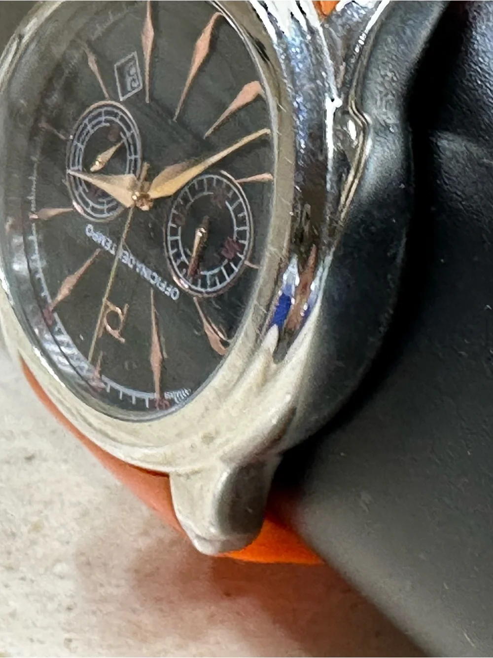 OFFICINA DEL TEMPO Orange Strap Chronograph Sport Wristwatch🌸